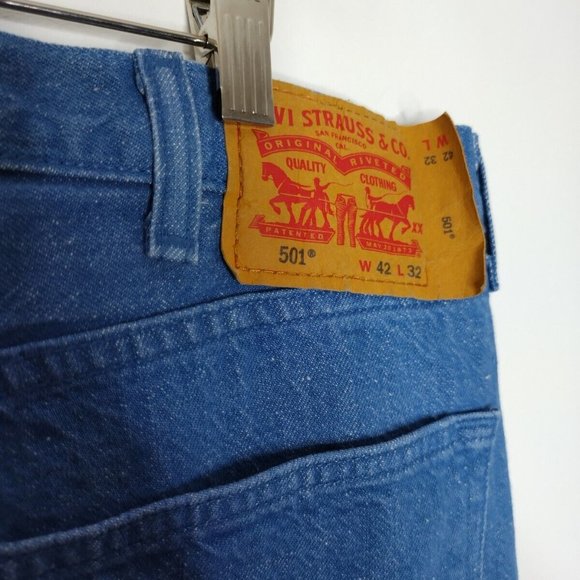 Levi's 501 Men's Size 42x32 (40X30) White Oak Cone Denim Blue Button Fly Jeans - Picture 6 of 6